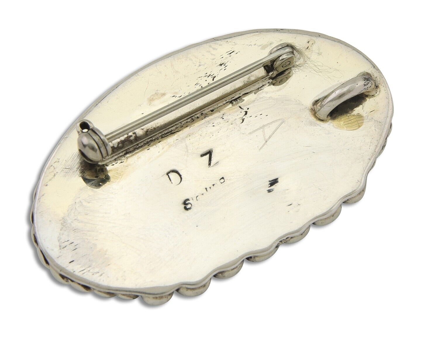 Navajo Pin Pendant 925 Silver Globe Turquoise Artist Signed Doug Zachary C.80's