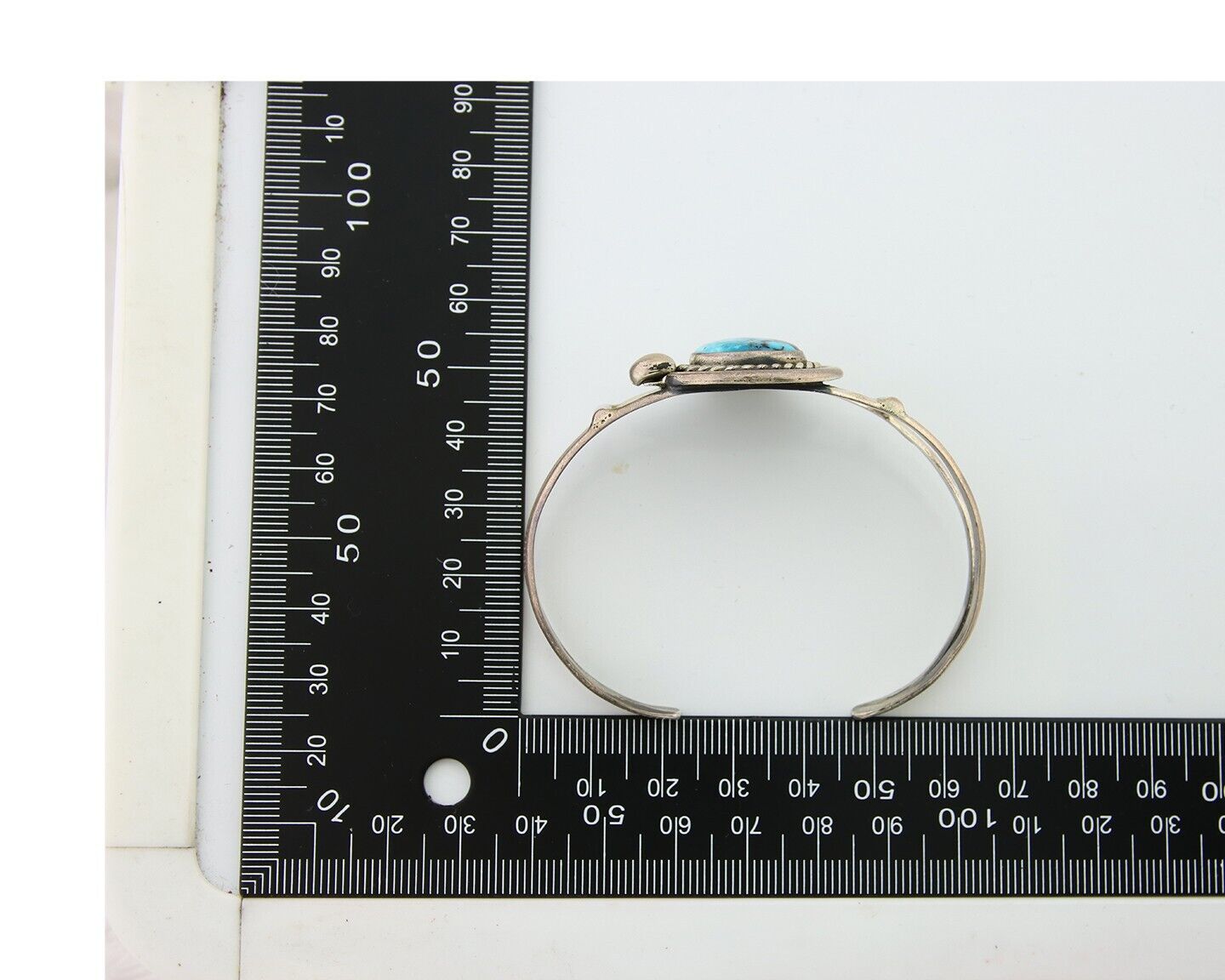 Navajo Bracelet 925 Silver Turquoise Cuff Artist Signed C.80's