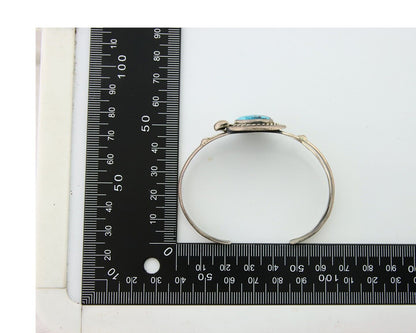 Navajo Bracelet 925 Silver Turquoise Cuff Artist Signed C.80's