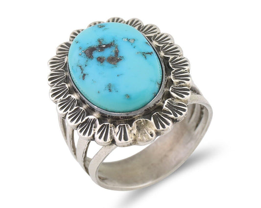 Navajo Ring 925 Silver Blue Turquoise Signed Allison Lee C.80's