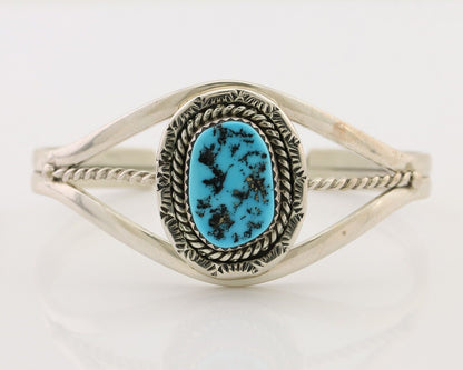 Navajo Cuff Bracelet 925 Silver Natural Blue Turquoise Native American C.80's