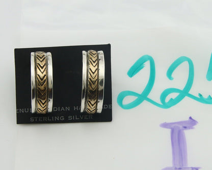 Navajo Hoop Earrings 925 Silver & Gold Artist Signed Randall Endito C.80's