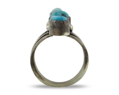 Navajo Ring 925 Silver Natural Blue Turquoise Native American Artist C.80's