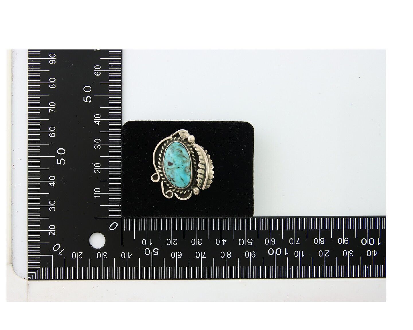 Navajo Ring 925 Sterling Blue Turquoise Native American Artist C.80's