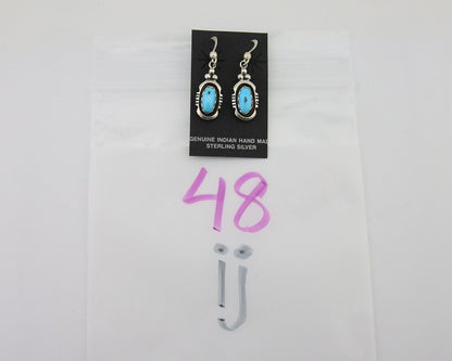 Navajo Dangle Earrings 925 Silver Sleeping Beauty Native Artist C80s