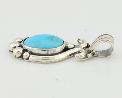 Navajo Pendant 925 Silver Natural Turquoise Artist Signed RB C.80's