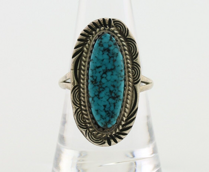 Navajo Ring 925 Silver Natural Spiderweb Turquoise Native American Artist C.80's