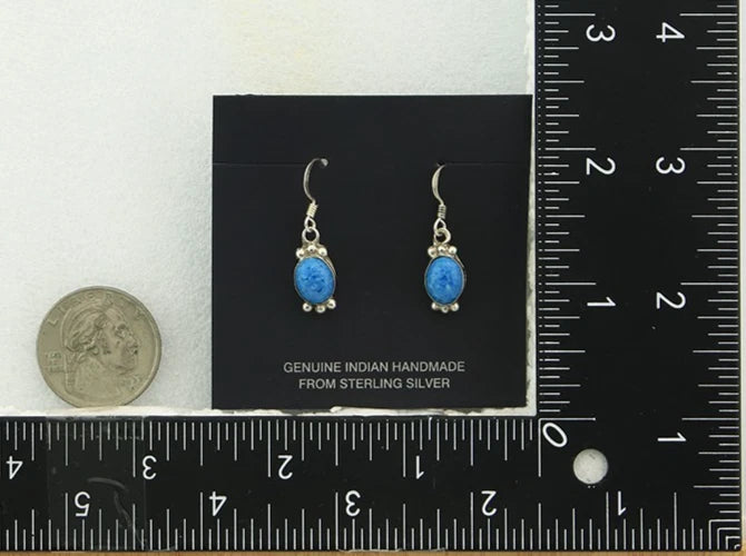 Navajo Dangle Earrings Sterling Silver Lapis Native American Artist