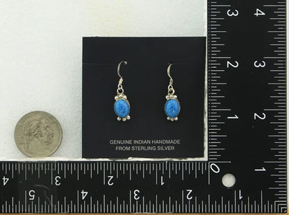 Navajo Dangle Earrings Sterling Silver Lapis Native American Artist