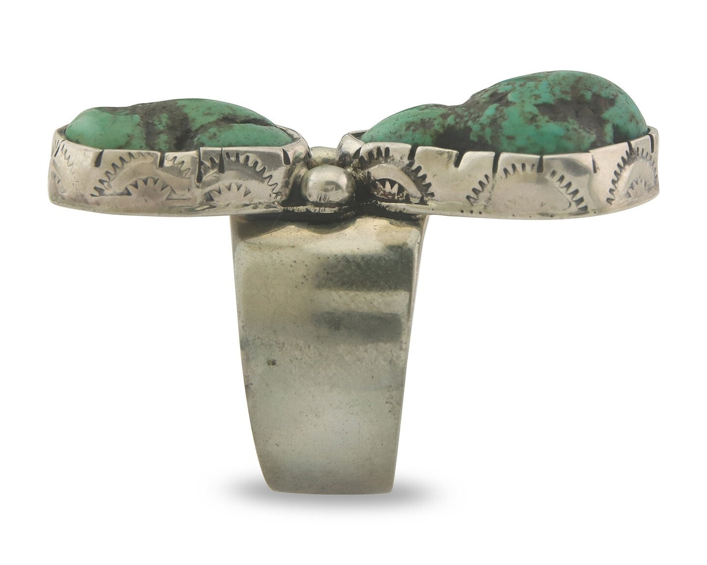 Vintage Navajo Ring 925 Sterling Authentic Turquoise Handmade Size 8.0