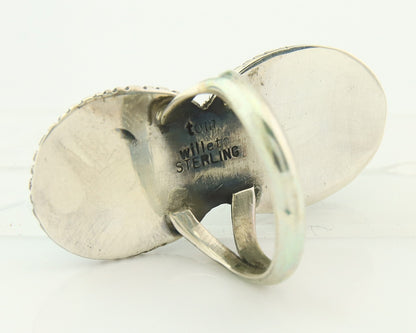 Vintage Navajo Ring Sterling Silver Authentic Turquoise Tom Willeto Size 8.0