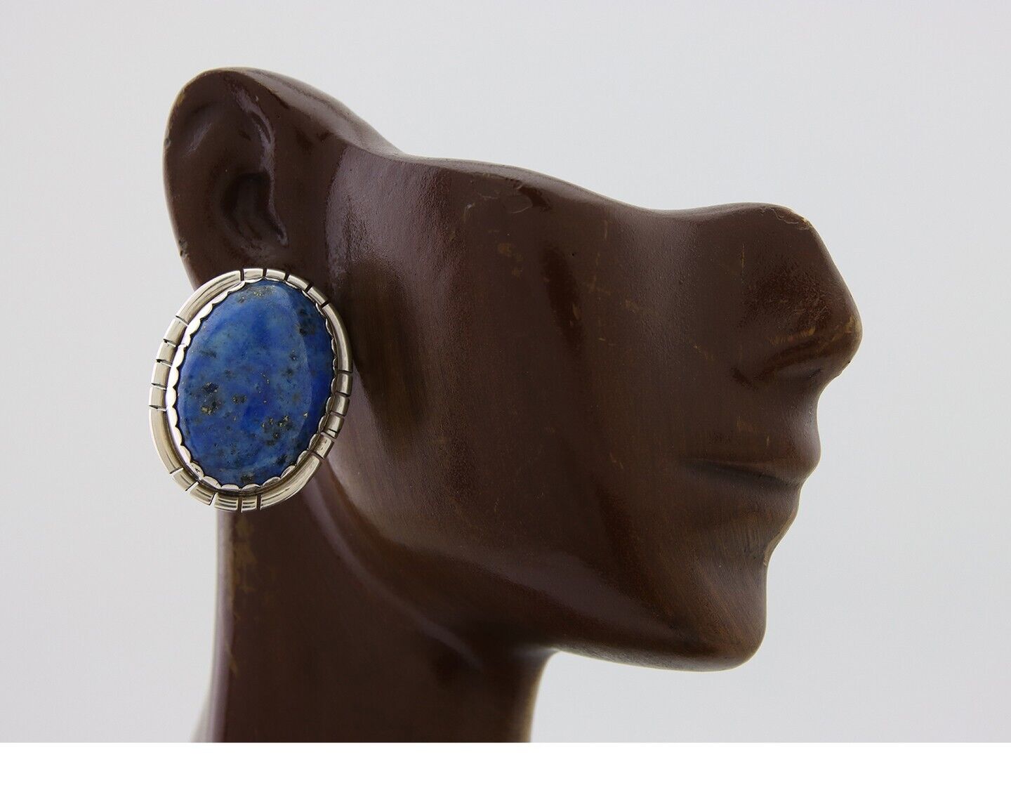 Navajo Paw Earrings 925 Silver Blue Denim Lapis Native American Artist C.80's