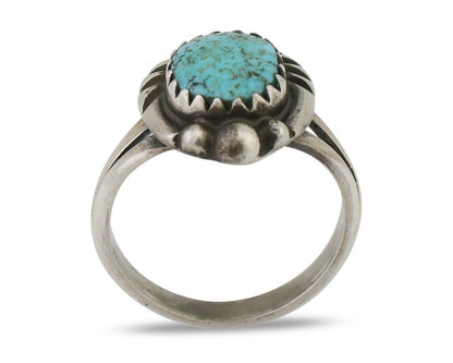 Navajo Ring 925 Silver Kingman Turquoise Native American Artist C.80's