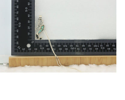 Navajo Kokopelli Necklace Sterling Silver Opal Vintage Signed BB