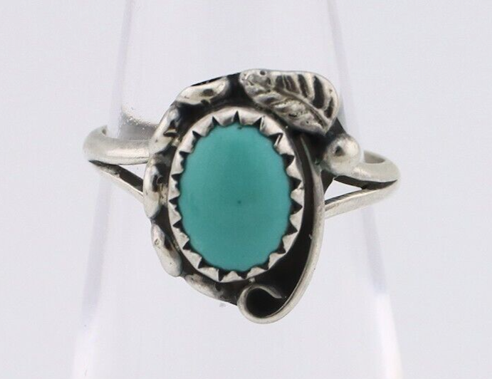 Navajo Ring 925 Silver Natural Blue Turquoise Native American Artist C.80's