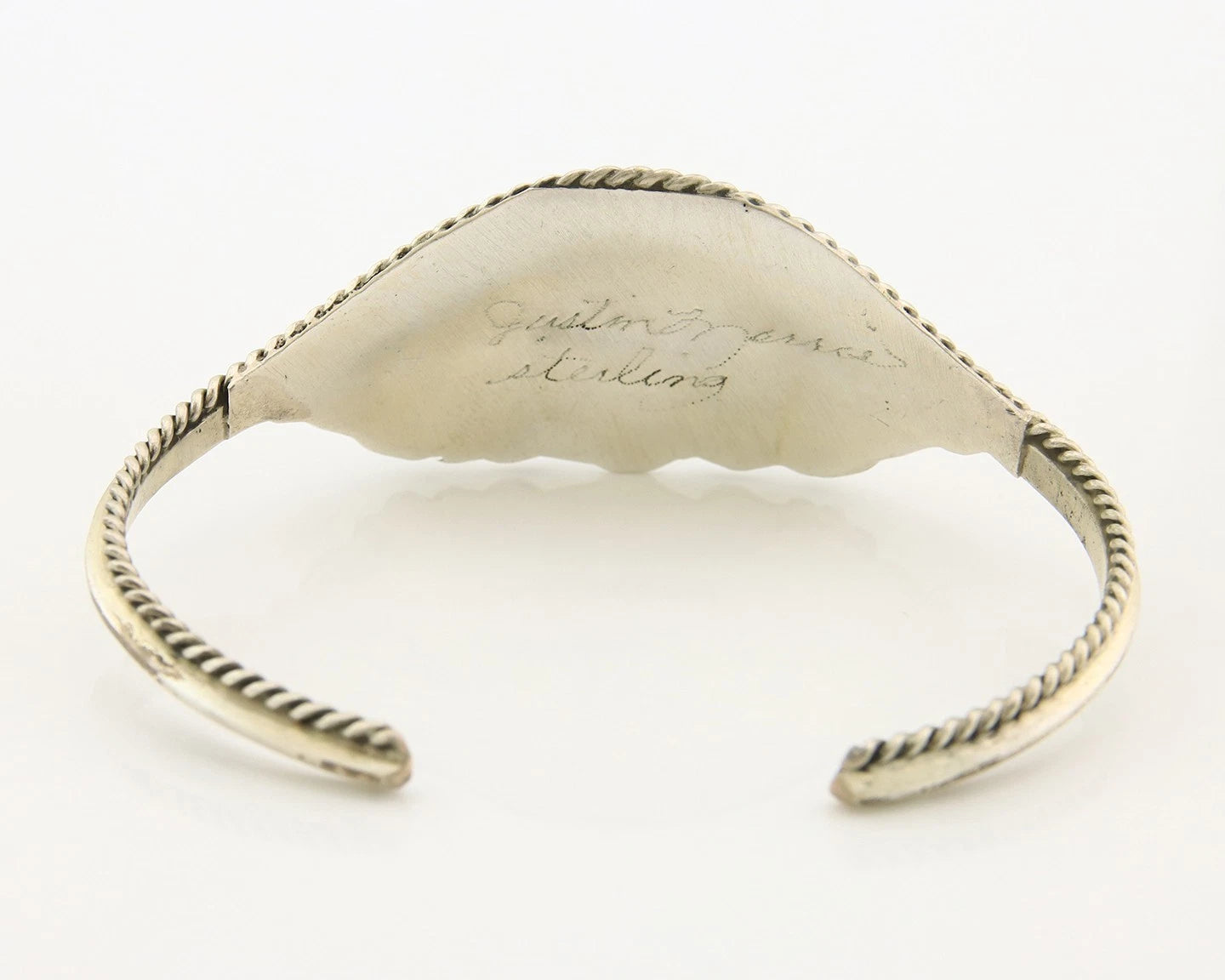 Navajo Cuff Bracelet Sterling Silver Authentic MOP Signed Justin Morris