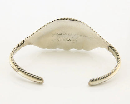 Navajo Cuff Bracelet Sterling Silver Authentic MOP Signed Justin Morris