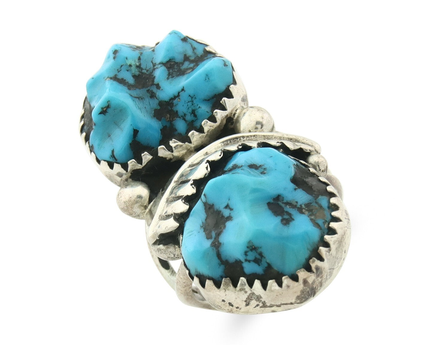 Vintage Zuni Ring 925 Sterling Silver Turquoise Signed RLB Size 6.0