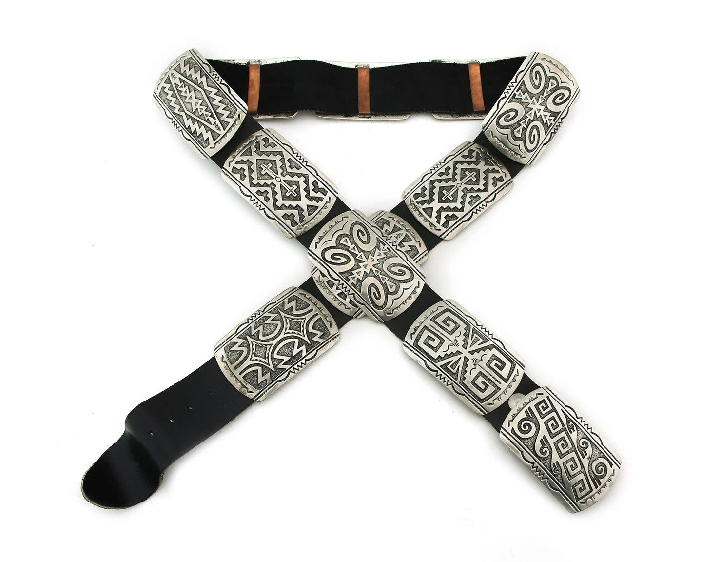 Navajo Concho Belt Sterling Silver Handmade Signed Arrowhead Vintage
