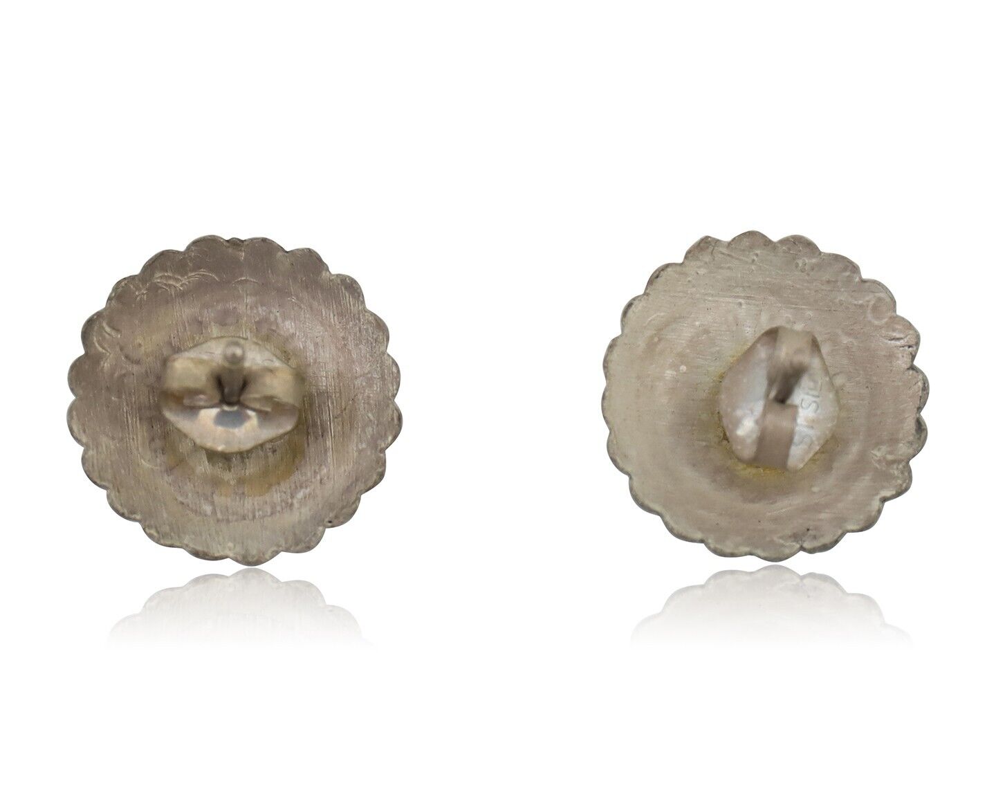 Navajo Small Shield Earrings 925 Silver Native American Artist C.80's