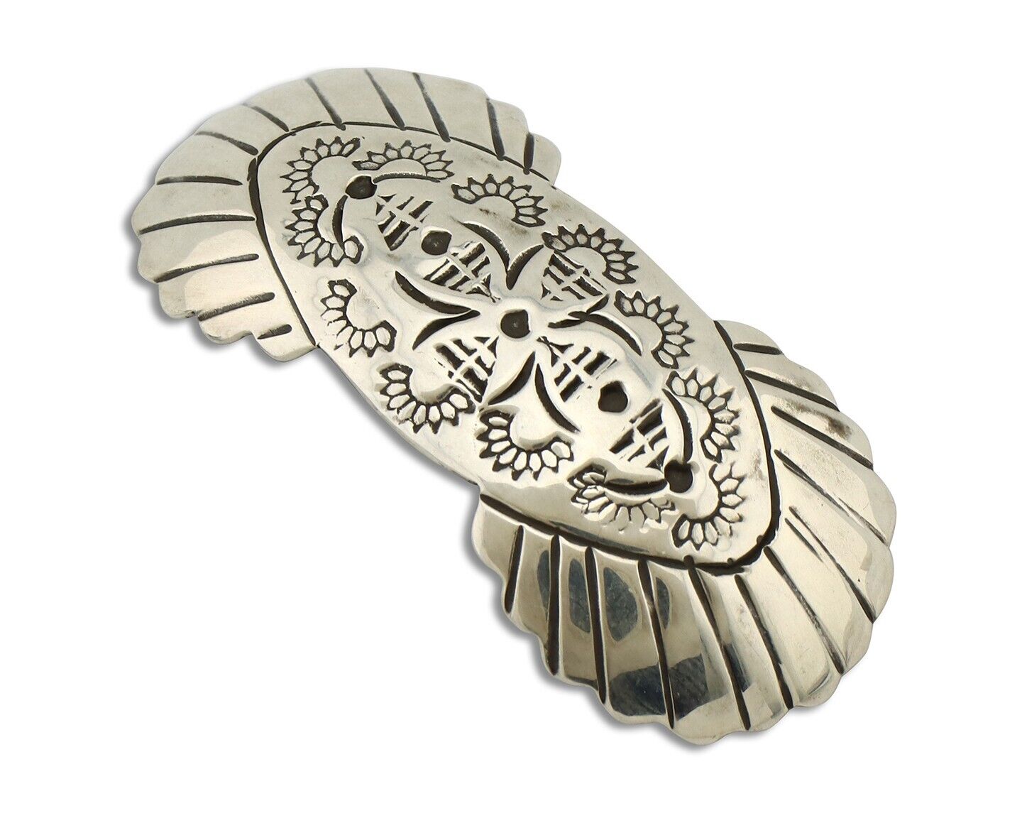 Women's Navajo Hair Clip Hand Stamped 925 Silver Native American Artist C.80's