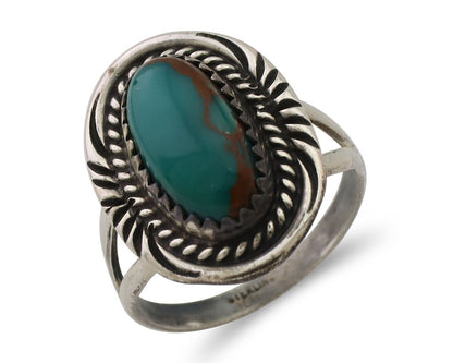 Navajo Handmade Ring 925 Silver Kingman Turquoise Size 5.75 C.80's