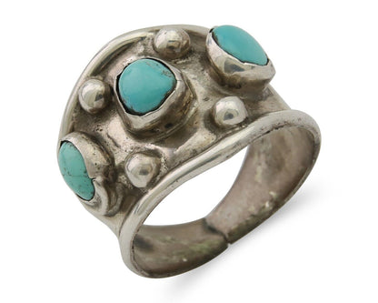 Navajo Handmade Ring 925 Silver Natural Turquoise Native Artist C.80's
