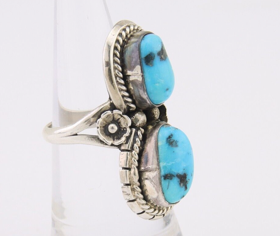 Navajo Ring 925 Silver Natural Blue Turquoise Native American Artist C.80's