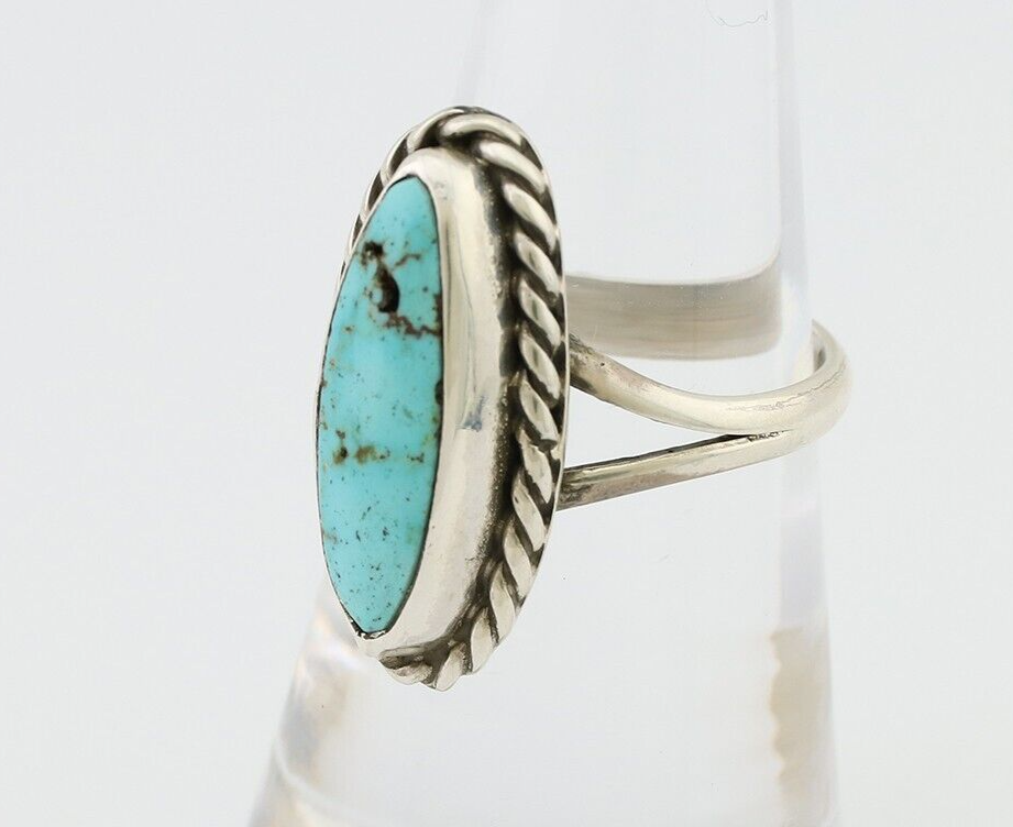 Navajo Handmade Ring 925 Silver Kingman Turquoise Native American Artist C.80's