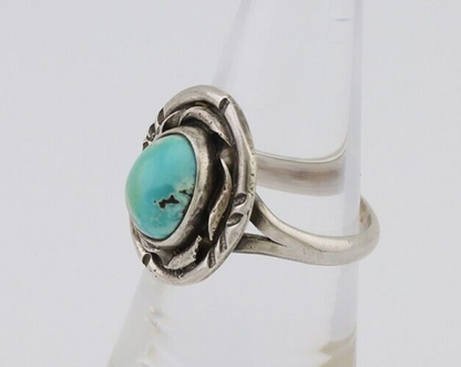 Navajo Ring 925 Silver Kingman Turquoise Native American Artist C.80's