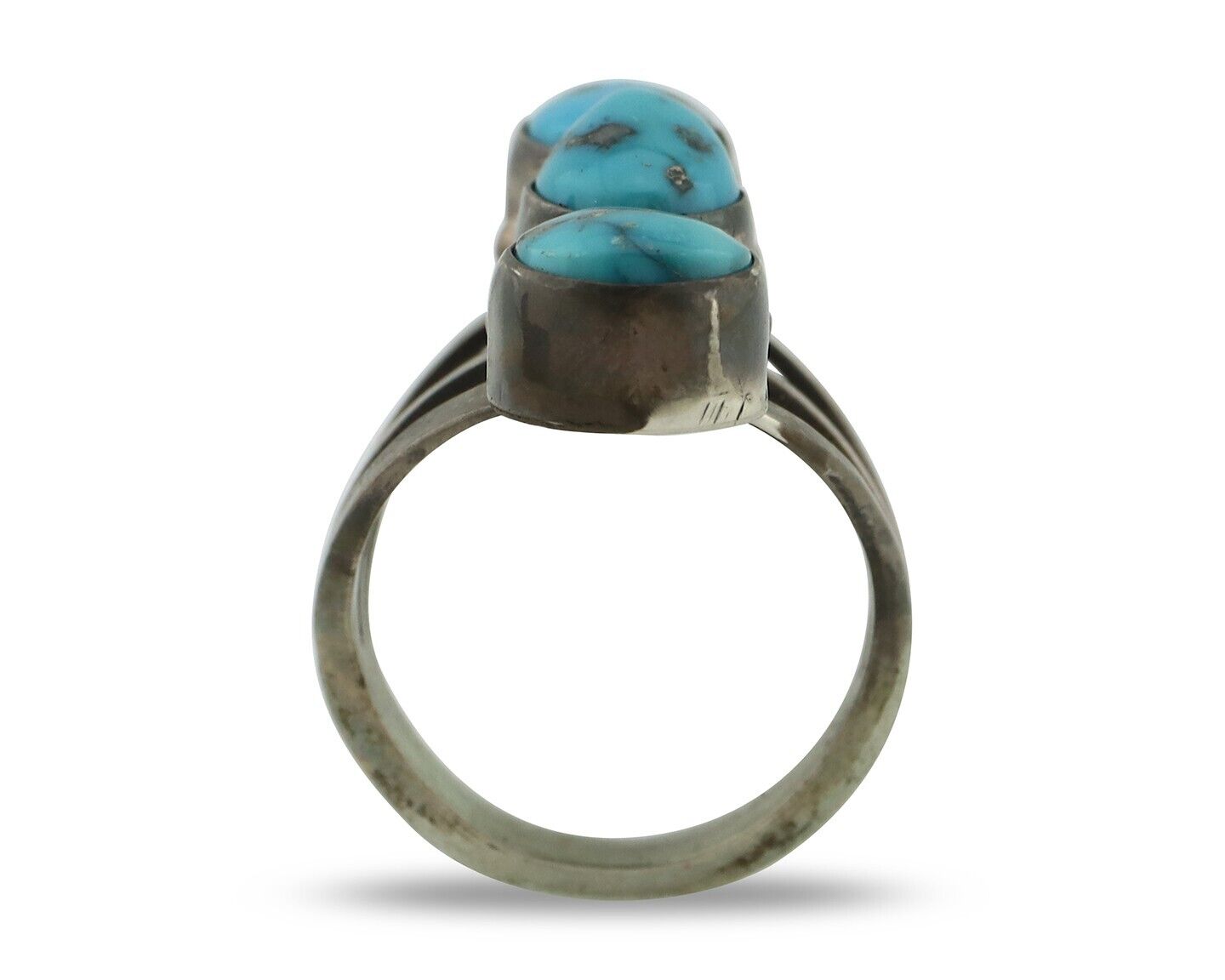 Navajo Ring 925 Silver Natural Blue Turquoise Native American Artist C.80's