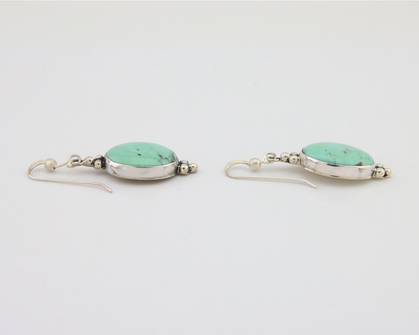 Navajo Dangle Earrings 925 Silver Natural Turquoise Native American Artist C80s