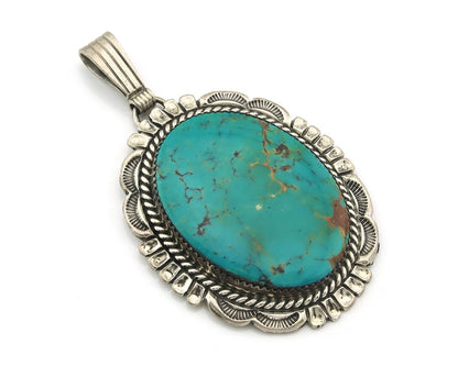 Navajo Pendant Sterling Silver Turquoise Vintage Signed W. Denetdale C.80's