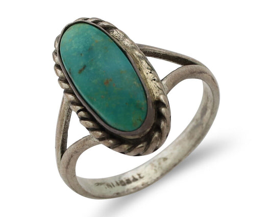 Navajo Ring 925 Silver Blue Turquoise Native American Artist C.80's