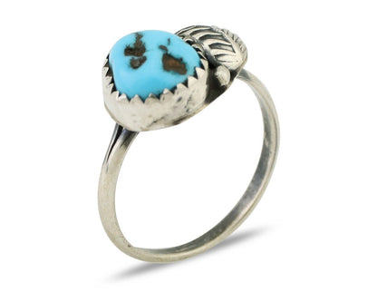 Navajo Ring 925 Silver Sleeping Beauty Turquoise Native American Artist C.80's