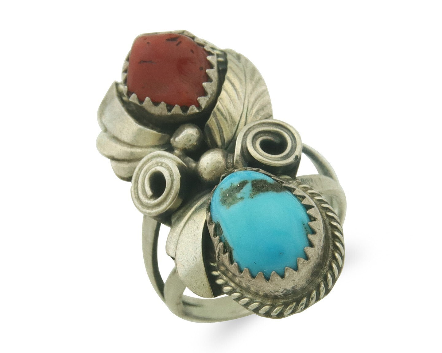 Vintage Navajo Ring 925 Sterling Natural Gemstones Signed Justin Morris Sz 5.0