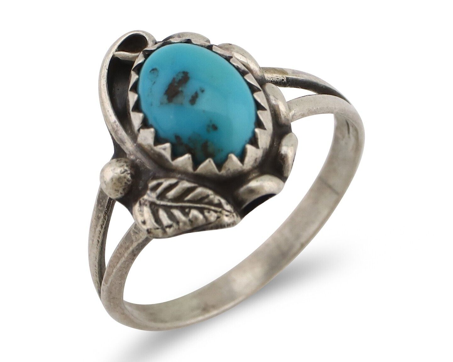 Navajo Ring 925 Silver Sleeping Beauty Turquoise Native American Artist C.80's