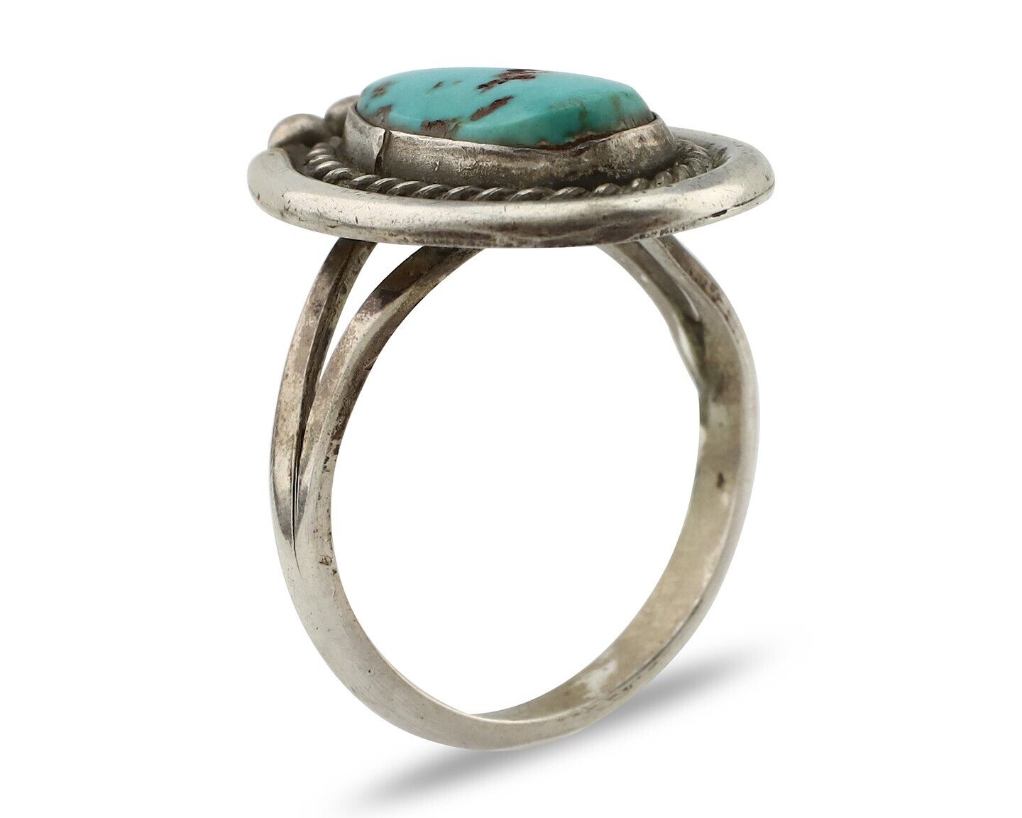 Navajo Ring 925 Silver Blue Turquoise Native American Artist C.80's