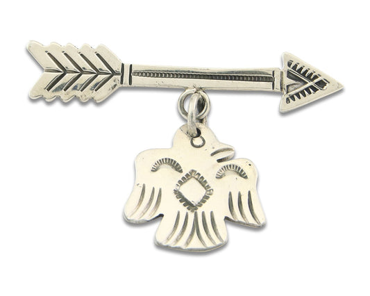 Navajo Pin Sterling Silver Thunderbird Arrow Artist Native American Artist