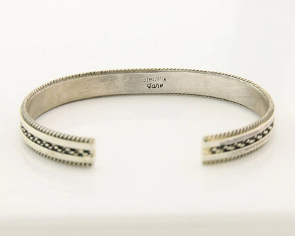Navajo Cuff Bracelet Sterling Silver Signed Tahe Vintage Handmade