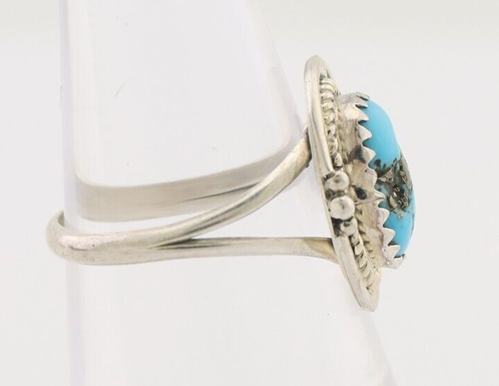 Navajo Ring 925 Silver Sleeping Beauty Turquoise Native Artist Signed BW C.80's