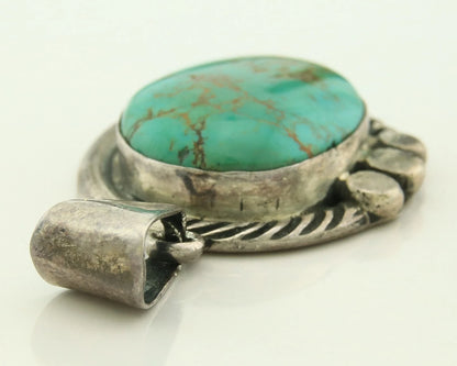 Navajo Pendant 925 Sterling Silver Natural Turquoise Vintage Signed Rabbit Stick