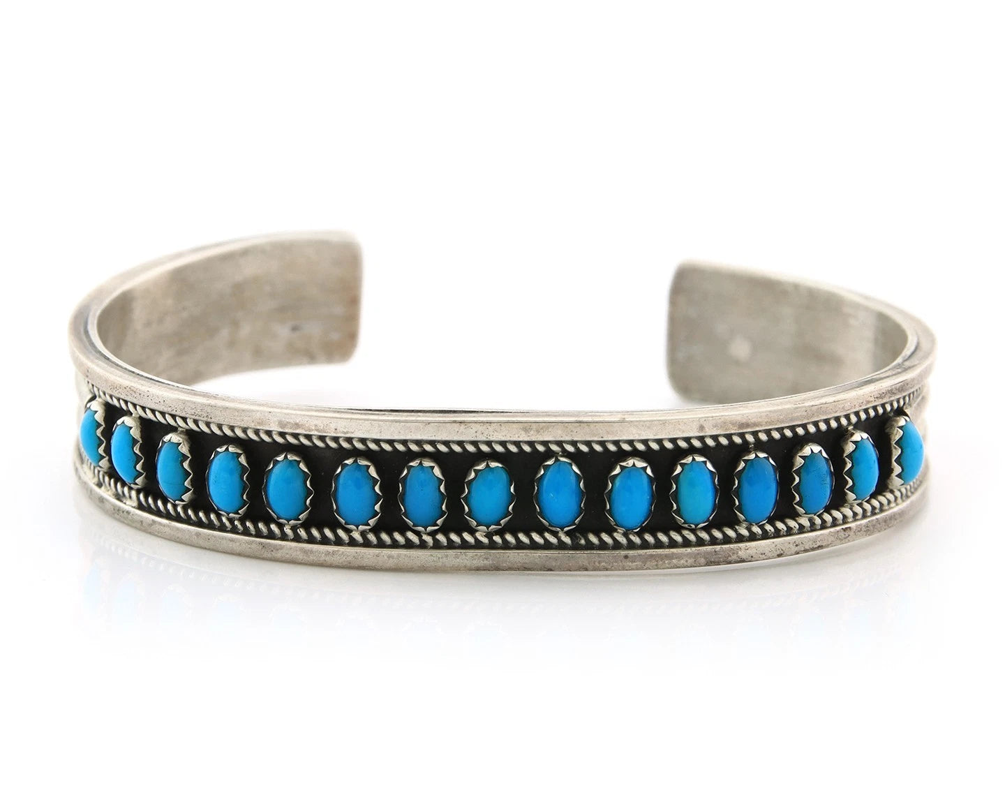 Navajo Cuff Bracelet Sterling Silver Authentic Turquoise Signed CC