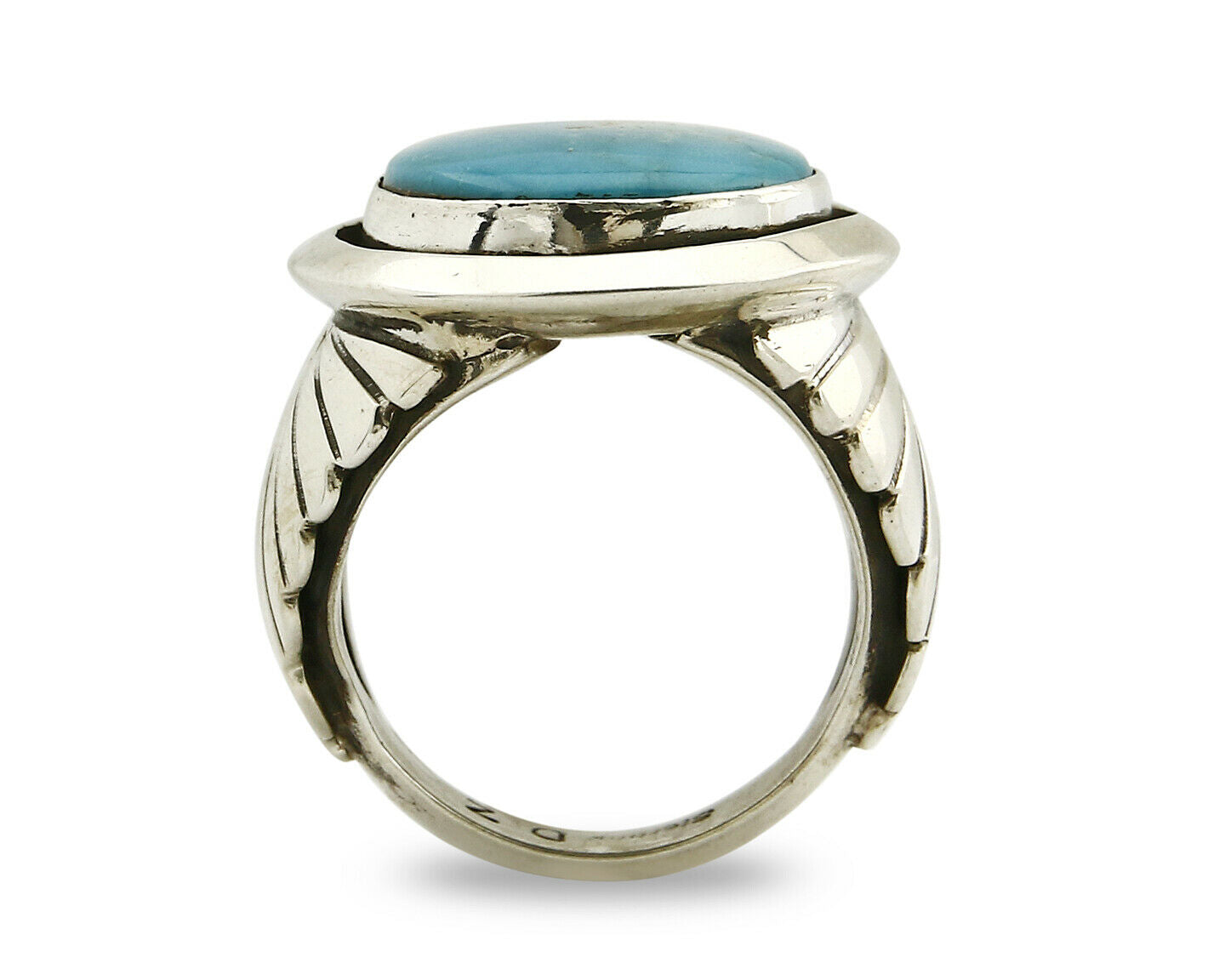 Navajo Ring .925 Silver Turquoise Handmade Signed Doug Zachary C.1980's