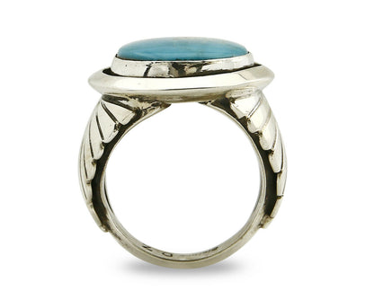 Navajo Ring .925 Silver Turquoise Handmade Signed Doug Zachary C.1980's