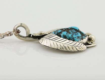 Navajo Necklace 925 Silver Natural Turquoise Native American Artist C.80's