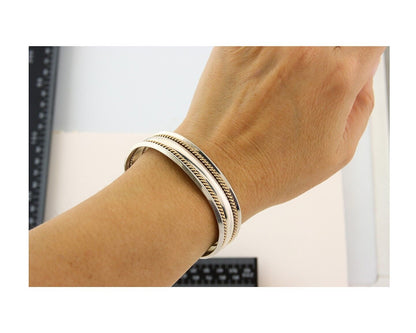 Navajo Bracelet 925 Silver & 12k Yellow Gold Filled Signed TAHE C.80's