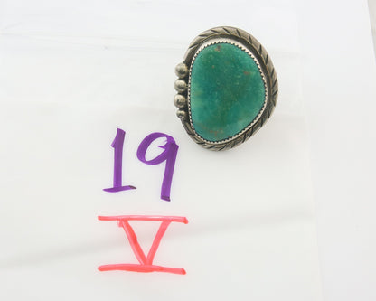 Vintage Navajo Ring 925 Sterling Turquoise Signed Richard Hoskie Size 10.5