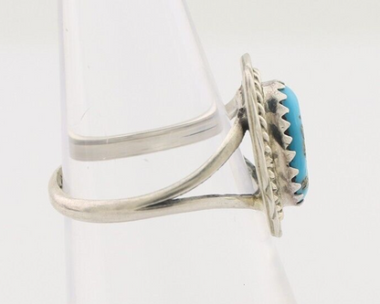 Navajo Ring 925 Silver Sleeping Beauty Turquoise Artist Signed BW C.80's