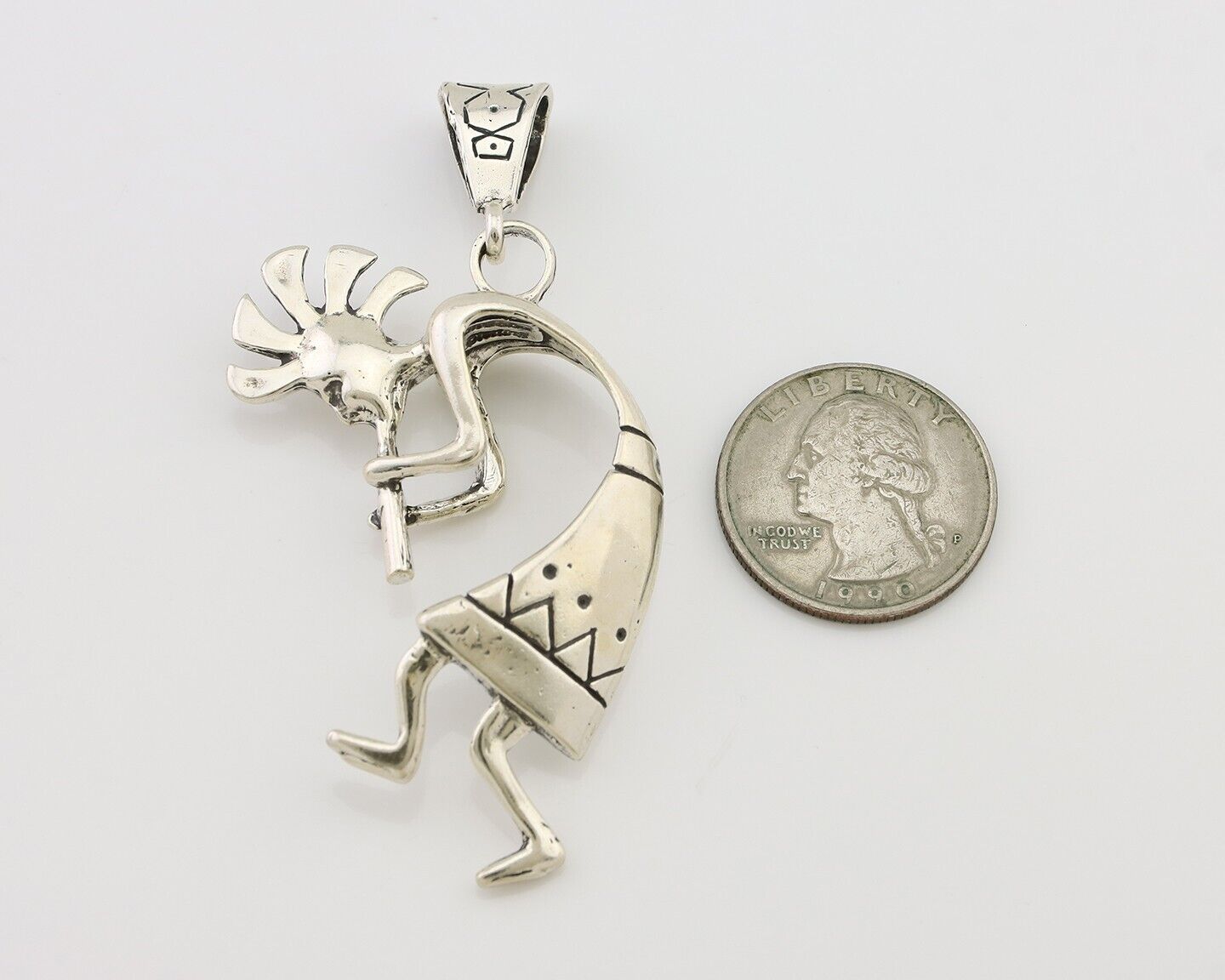 Navajo Kokopelli Pendant 925 Sterling Silver Artist Signed Masha C.80's